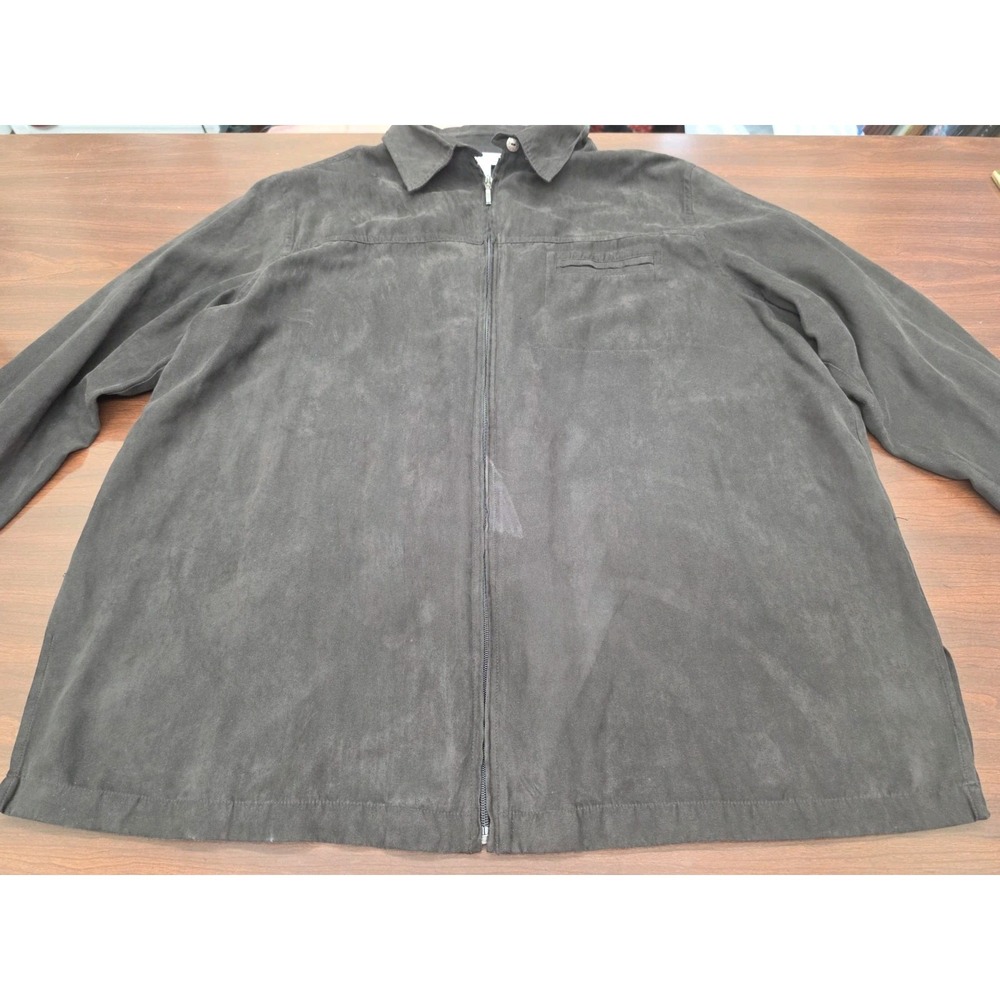 Erin London Brown Faux Suede Zip Front Jacket Women's Minimalist Career Chic